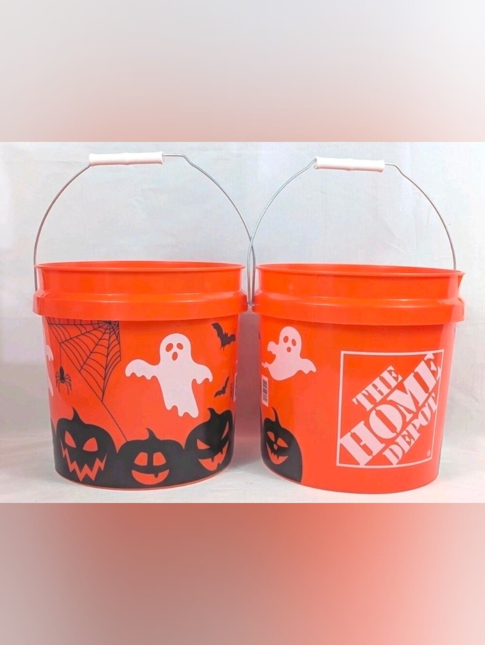 New! Set of 2 Home Depot Halloween Trick Or Treat 2 Gallon Buckets